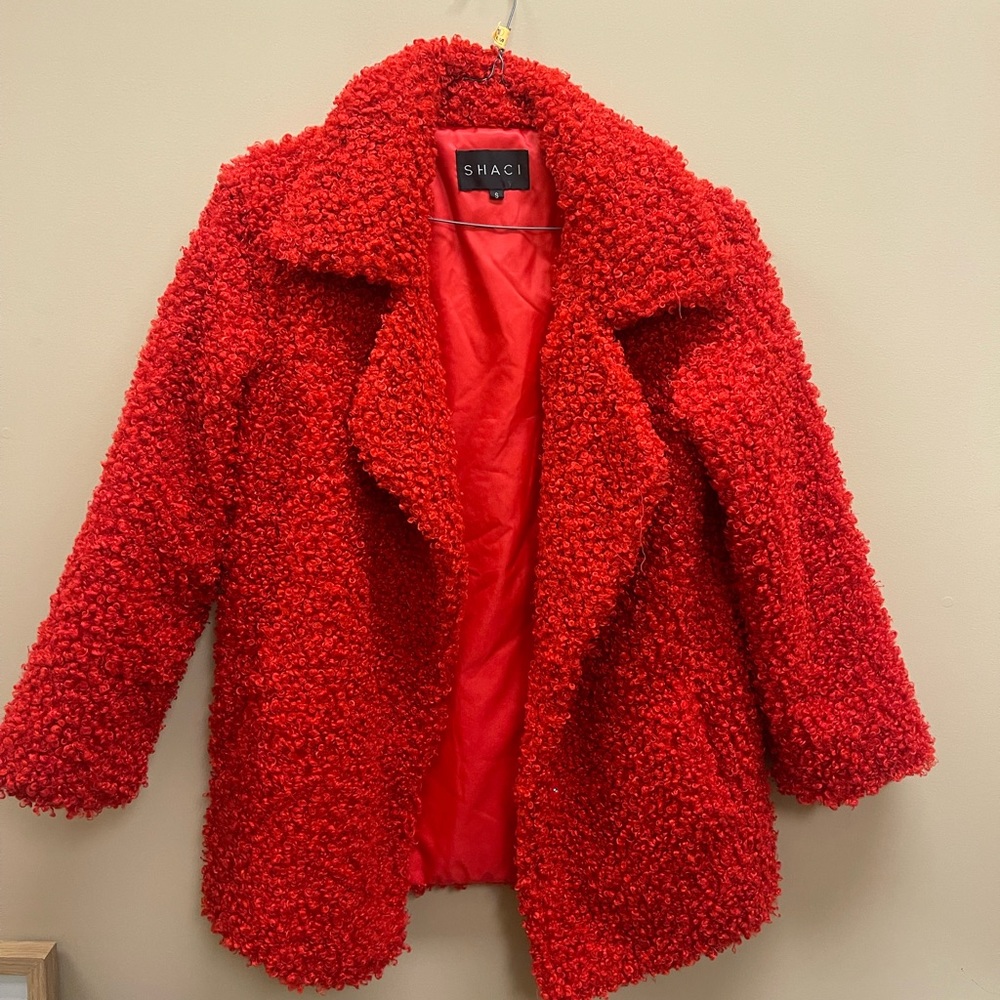 Red Curly Fur Shaci Coat